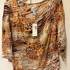 Chico's Vibrant Patterned Blouse - Orange and Brown